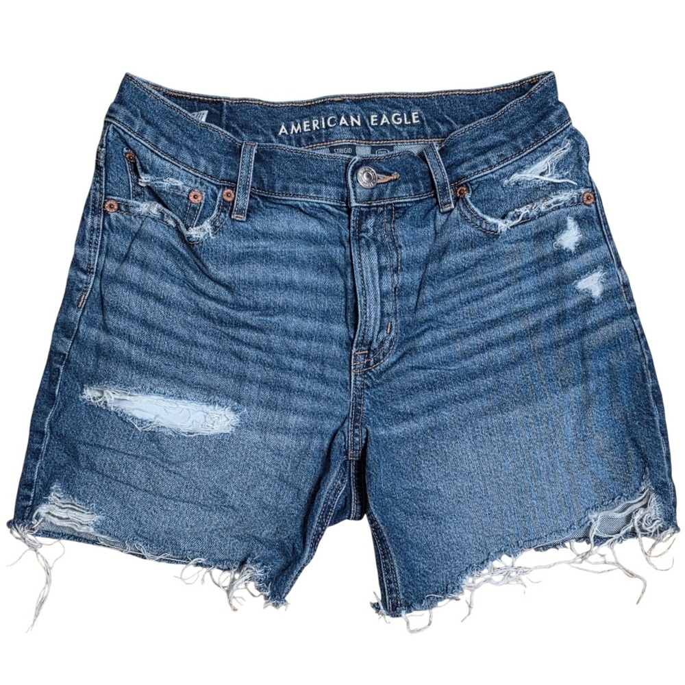 American Eagle Cutoff Jean Shorts Women's Size 00‎ Blue Denim Distressed